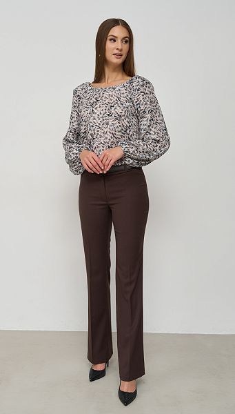 Фото 2451-01 товара Штаны клёш женские шоколадные