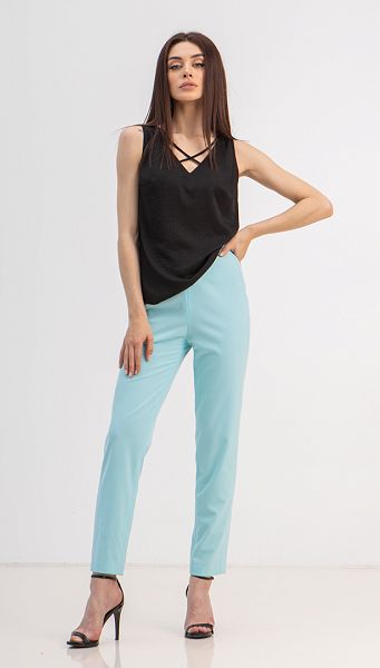 Фото stany-s-vysokoj-posadkoj-svetlaa-biruza-01 товара Штаны с высокой посадкой светлая бирюза