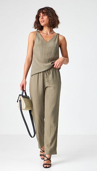 Фото stany-zenskie-na-rezinke-haki-02 товару Штани жіночі на резинці хакі0