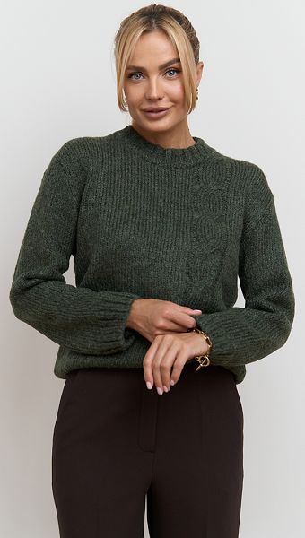 Фото sviter-trikotaznyj-zenskij-haki-01 товару Светр трикотажний жіночий хакі0