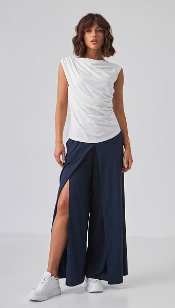 Фото top-trikotaznyj-s-drapirovkoj-molocnyj-01 товару Топ трикотажний з драпіровкою молочний