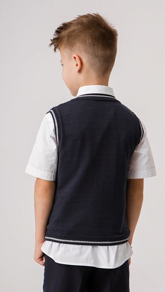 Фото trikotaznyj-zilet-sinij-s-serym-kantom-03 товара Трикотажный жилет синий с серым кантом0