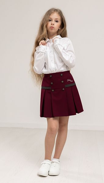 Фото ubka-dla-devocki-dvubortnaa-s-otdelkoj-1 товару Спідниця для дівчинки двобортна з оздобленням