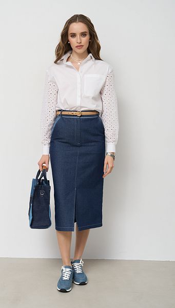 Фото ubka-dzinsovaa-pramaa-midi-01 товару Спідниця джинсова пряма міді