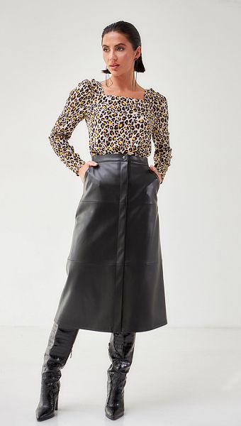 Фото ubka-iz-ekokozi-midi-cernaa-01 товару Спідниця з екошкіри міді чорна0