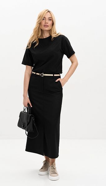 Фото ubka-midi-s-karmanami-cernaa-01 товару Спідниця міді з кишенями чорна