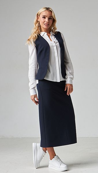 Фото ubka-midi-s-karmanami-sinaa-02 товару Спідниця міді з кишенями синя0