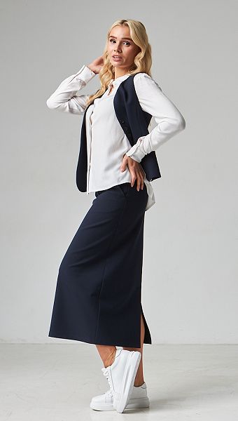 Фото ubka-midi-s-karmanami-sinaa-03 товару Спідниця міді з кишенями синя0