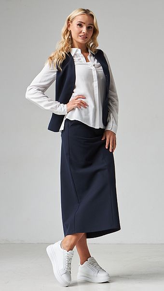 Фото ubka-midi-s-karmanami-sinaa-05 товару Спідниця міді з кишенями синя0