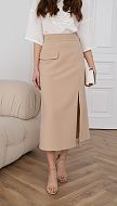 Фото ubka-midi-s-razrezom-bezevaa-03 товару Спідниця міді з розрізом бежева0
