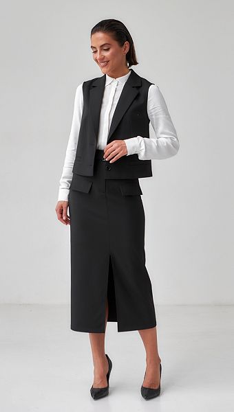 Фото ubka-midi-s-razrezom-cernaa-02 товару Спідниця міді з розрізом чорна0