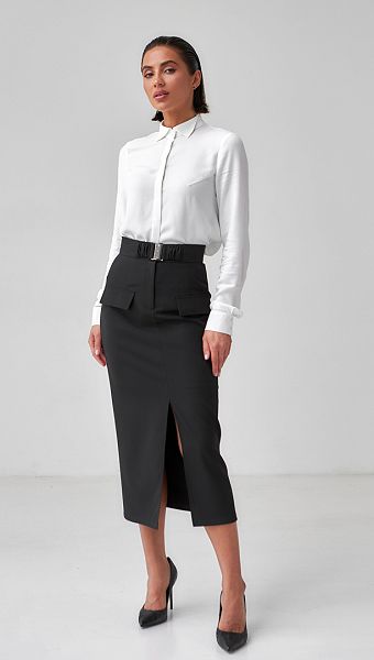 Фото ubka-midi-s-razrezom-cernaa-03 товару Спідниця міді з розрізом чорна0