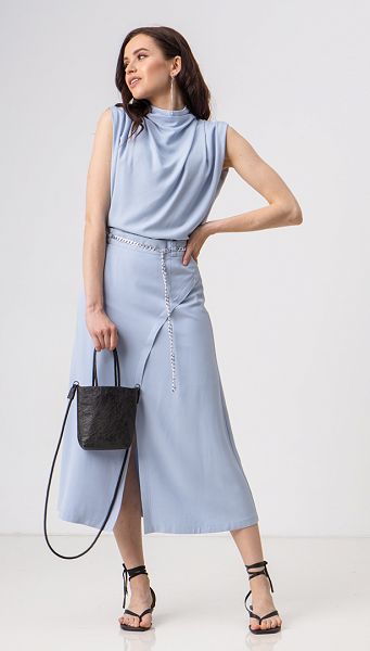 Фото ubka-midi-s-razrezom-speredi-golubaa-01 товару Спідниця міді з розрізом спереду блакитна