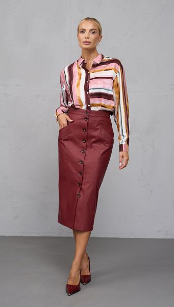 Фото ubka-s-ekokozi-na-pugovicah-1 товару Спідниця з екошкіри на гудзиках