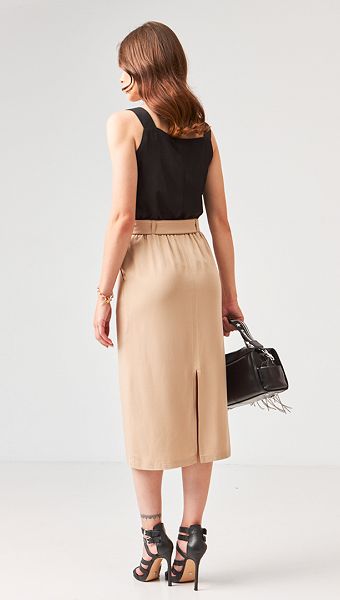 Фото ubka-s-karmanami-pesocnaa-05 товару Спідниця з кишенями пісочна0