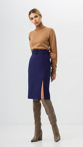 Фото ubka-s-zavysennoj-taliej-sinaa-01 товару Спідниця з завищеною талією синя0