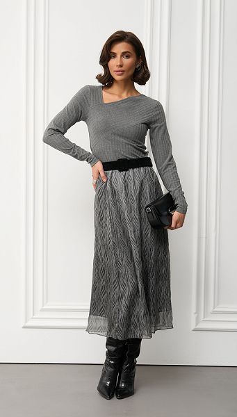 Фото ubka-sifonovaa-midi-seraa-1 товара Юбка шифоновая миди серая