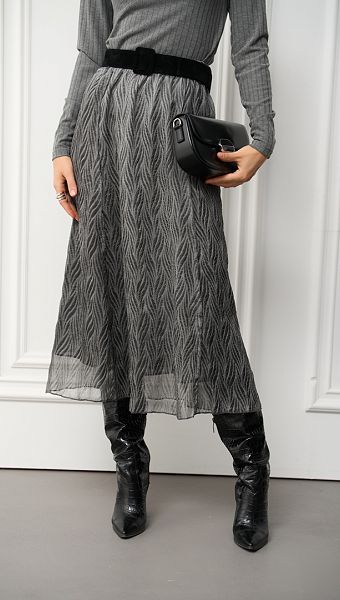 Фото ubka-sifonovaa-midi-seraa-6 товару Спідниця шифонова міді сіра0