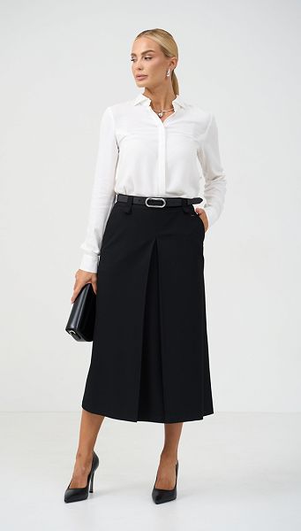 Фото ubka-trapecia-midi-cernaa-01 товару Спідниця трапеція міді чорна