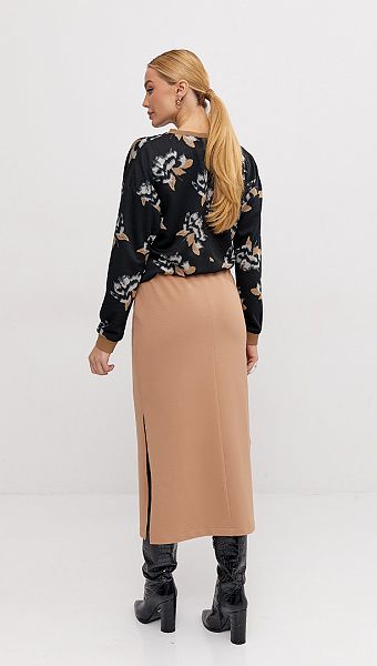 Фото ubka-trikotaznaa-midi-karamelnaa-05 товару Спідниця трикотажна міді карамельна0