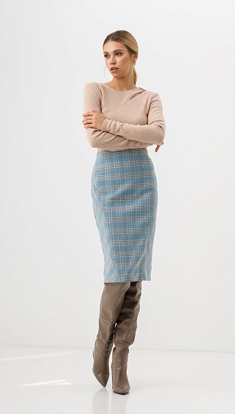 Фото ubka-v-kletku-golubaa-01 товару Спідниця в клітинку блакитна