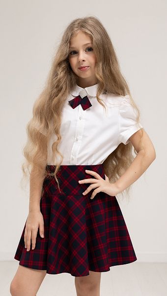 Фото ubka-v-kletku-sine-bordovuu-03 товару Спідниця в клітинку синьо-бордову0