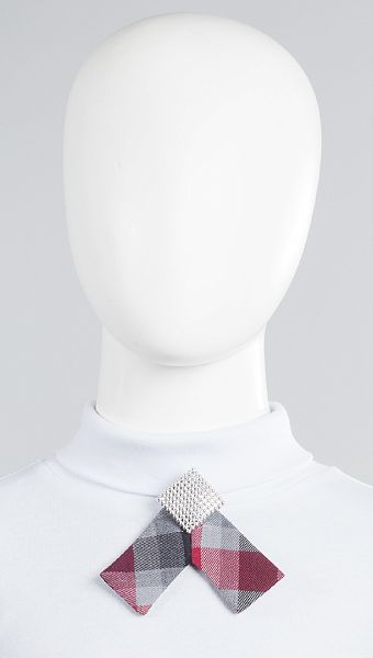 Фото ukrasenie-galstuk-dla-devocki-sero-bordovaa-kletka-01 товара Украшение галстук для девочки серо-бордовая клетка0