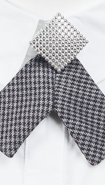 Фото ukrasenie-galstuk-dla-devocki-sero-cernaa-kletka-02 товару Прикраса краватка для дівчинки сіро-чорна клітинка0