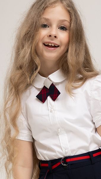 Фото ukrasenie-galstuk-dla-devocki-sine-bordovaa-kletka-1 товару Прикраса краватка для дівчинки синьо-бордова клітинка