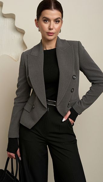 Фото zaket-dvuhbortnyj-seryj-11 товару Жакет двобортний сірий