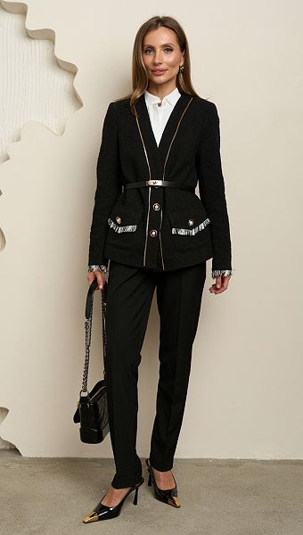 Фото zaket-tvidovyj-cernyj-1 товара Жакет твидовый черный0