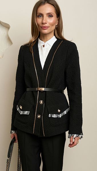 Фото zaket-tvidovyj-cernyj-2 товара Жакет твидовый черный0