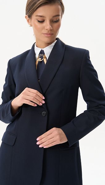 Фото zaket-zenskij-s-salevym-vorotnikom-sinij-04 товара Жакет женский с шалевым воротником синий0