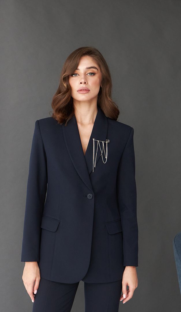 Жакет жіночий синій з прикрасою | Інтернет магазин Helena.ua