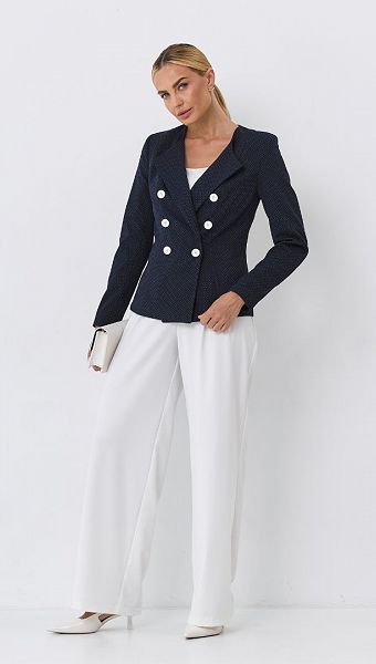 Фото zaket-zenskij-sinij-v-tocku-3 товару Жакет жіночий синій в крапку0