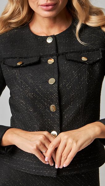 Фото zaket-zenskij-tvidovyj-cernyj-06 товара Жакет женский твидовый чёрный0