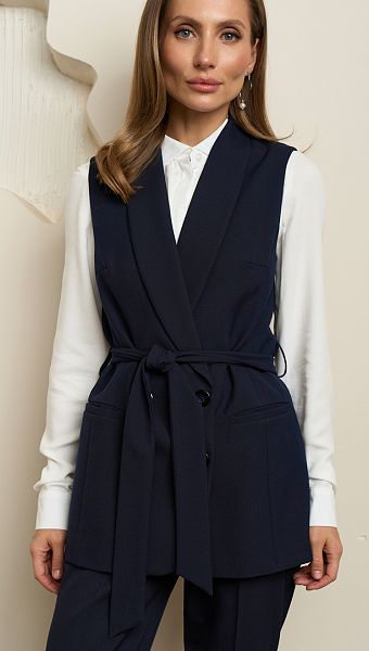 Фото zilet-dvuhbortnyj-zenskij-sinij-1 товару Жилет двобортний жіночий синій0