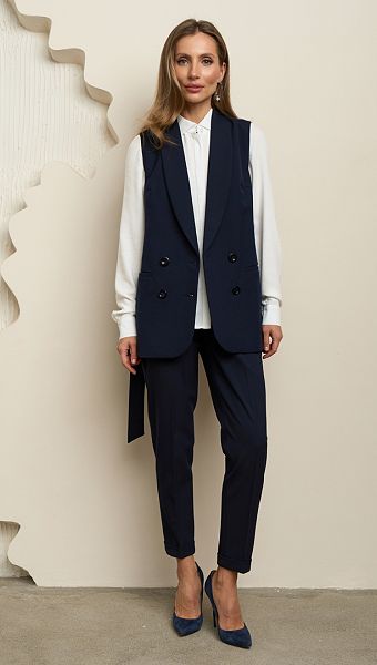 Фото zilet-dvuhbortnyj-zenskij-sinij-2 товару Жилет двобортний жіночий синій0