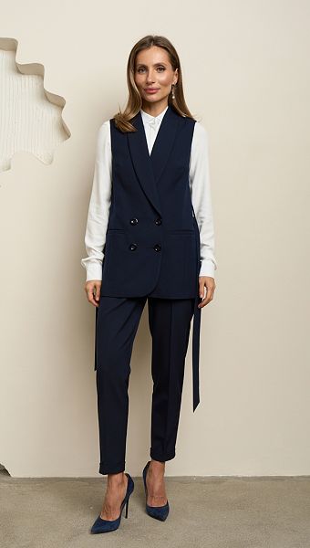 Фото zilet-dvuhbortnyj-zenskij-sinij-4 товару Жилет двобортний жіночий синій0