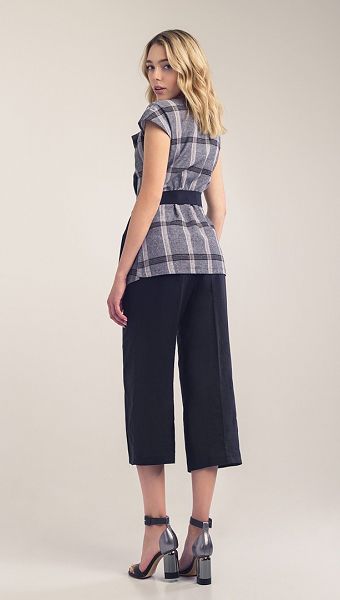 Фото zilet-iz-lna-v-kletocku-seryj-02 товару Жилет з льону в клітинку сірий0