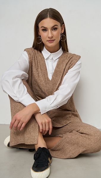 Фото zilet-trikotaznyj-karamelnyj-04 товару Жилет трикотажний карамельний0