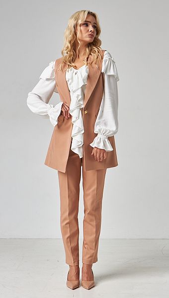 Фото zilet-zenskij-udlinennyj-karamelnyj-01 товару Жилет жіночий подовжений карамельний0