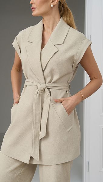 Фото zilet-zenskij-udlinennyj-len-02 товару Жилет жіночий подовжений льон0