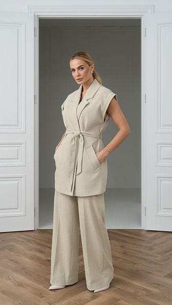 Фото zilet-zenskij-udlinennyj-len-03 товару Жилет жіночий подовжений льон0